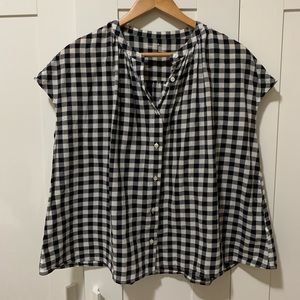 Muji Gingham cotton short sleeve shirt